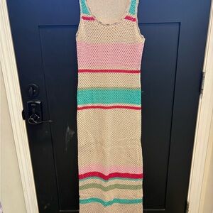 Z Supply Striped Knit Maxi Dress in Cream, Pink, and Teal